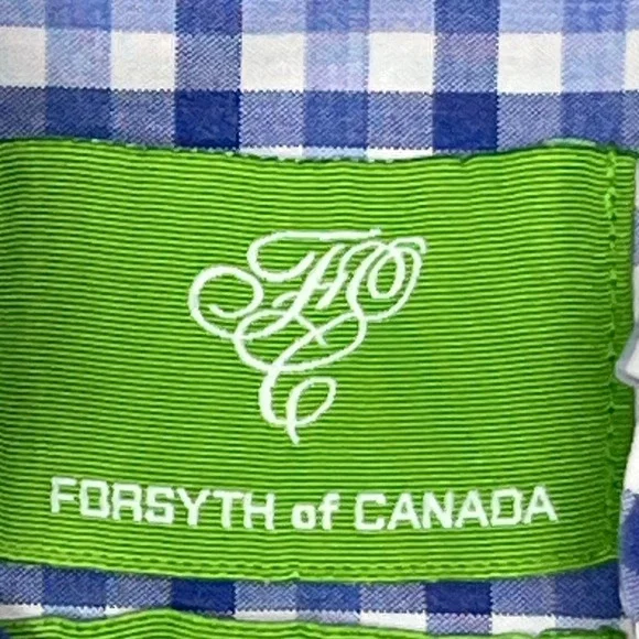 Forsyth of Canada Button Down Shirt Mens XL Blue Gingham Check Cotton Excellent - Picture 2 of 10